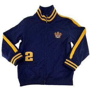 Polo Ralph Lauren Boys 7 Track Jacket Crest Patch Zip Navy Yellow
